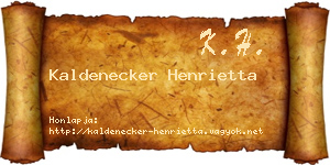 Kaldenecker Henrietta névjegykártya